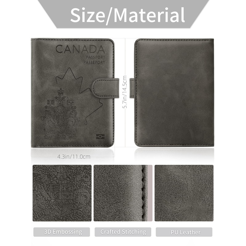 WALNEW RFID Blocking Passport Holder Travel Wallet Cover Case (N-Gray)