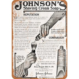 RetroRust 10 x 14 METAL SIGN - 1910 Johnson's Shaving Cream Soap - Vintage Rusty Look