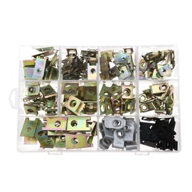 ECSiNG 150PCS Automotive Metal U-clips Fasteners Spring U Nuts Assortment Car Mounting Clip Rivets Bolt Fixing Base for Car Panel Door Trim Bumper Fender