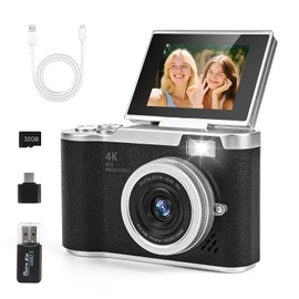 Digital Camera 1080P Camera 48MP Camera Portable Compact Camera with 180° Flip 2.4 Inch Screen, 8X Digital Zoom Compact Camera, 32GB TF Card for Children Teenagers Student Beginners (Black)