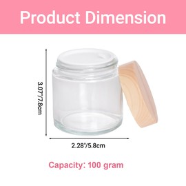 Miayon 6Pcs Small Travel Lotion Containers with lids Glass Sample Empty Round Cosmetic Jar Bottles for Creams Makeup Lotion Toiletries Storage (White, 100 gram)