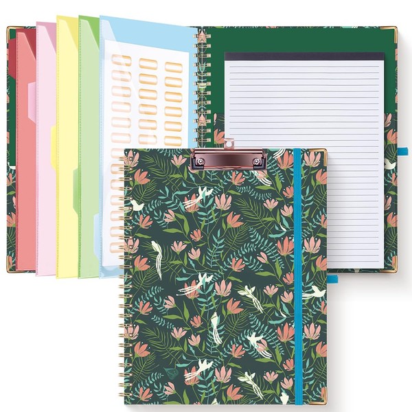 HAUTOCO Clipboard Folder with Replaceable Lined Notepad, Spiral Clipboard A4