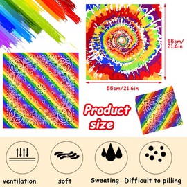 QYEHF Pack of 4 Gay Rainbow Bandanas, Gay Pride Accessory Rainbow, Gay Pride Headband Stripes Paisley Multicoloured Neckerchief for Men and Women Head Hair, hot