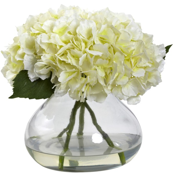 Nearly Natural 1357-CR Blooming Hydrangea with Vase, Large, Cream
