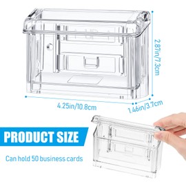 Vicenpal Outdoor Business Card Holder Wall Mount Acrylic Business Card Box Included Clear Business Card Holder Peel and Stick for Office Store Trucks Wall Outdoor 4.25 x 1.46 x 2.87 inch (1 Piece)