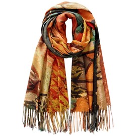 VENVSBEE Van Gogh Scarves Art Scarf for Women Best Gift Reversible Soft Cashmere Feel Shawl Wrap Doubleside Pashmina in Gift Box-22 Landscape