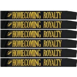 Ashaqshnglee Homecoming Royalty Sashes Bulk, 6 Pack Gold Glitter Letter Sashes for Pageants Homecoming Party School Dance Graduation Party Favors Decorations Accessories,Black
