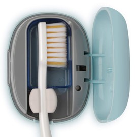 NewWay Mini Toothbrush Sterilizer Cover Rechargeable Travel Toothbrush Case with Holder for Houshold and Traving or Business Trip Blue
