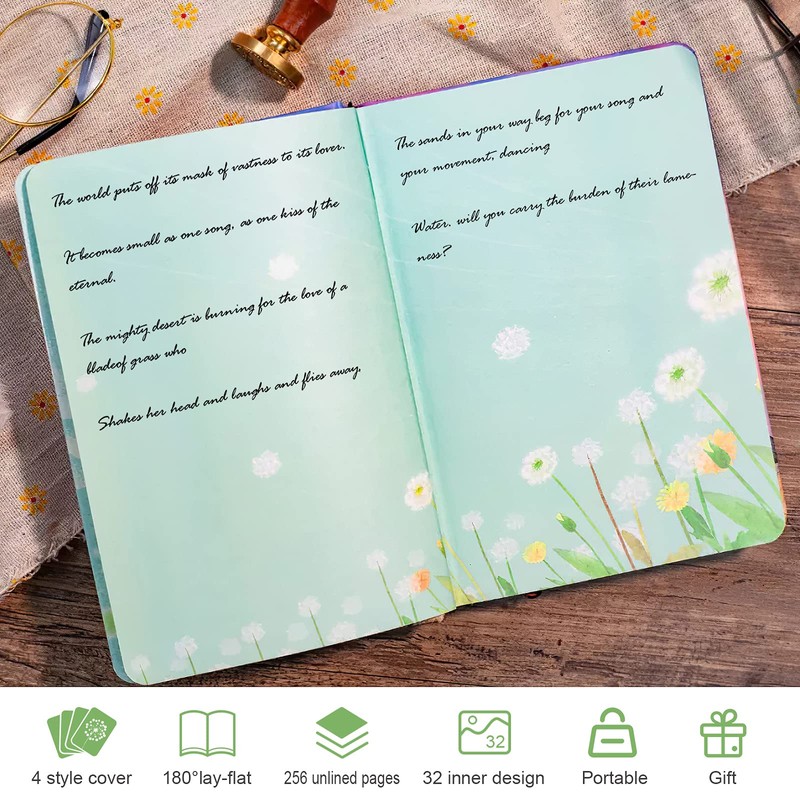 Asten Colorful Blank Journal, Writing Journal Notebook for Women, Hardcover