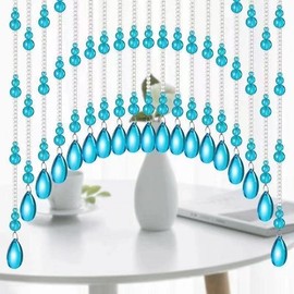 Rekelola Crystal Beaded Curtain for Doorways,Hanging Glass Door Beads Curtains for Windows Room Divider Bedroom Coffee House Bar (25 Strings Royal Blue)