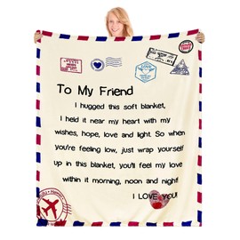 Friend Bed Throw Blankets 130x150cm Friendship Gift Best Friend Blanket Gift Bestie BFF Gift Friend Blankets And Throws Birthday Gift Graduation Gift (FRIEND-1)