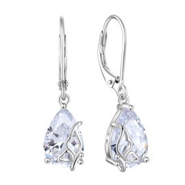 Blaniy Teardrop Dangle Drop Earrings for Women 925 Sterling Silver April Birthstone Earrings Butterfly Leverback Earring Jewelry Gifts for Her