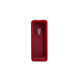 Red Surface-Mounted Fire Extinguisher Cabinet with Pull-Panel for 10 lb. Fire Extinguishers . Label Added Extinguisher Box Outdoor Fire Cabinet Mounted Extinguisher Cabinet