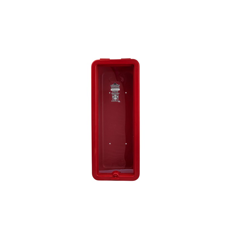 Red Surface-Mounted Fire Extinguisher Cabinet with Pull-Panel for 10 lb.