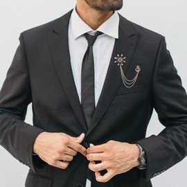 Rudder Chain Brooches for Men Rudder Brooch Pin Suit Accessories Valentine's Day Birthday Gift for Dad Bro Groom