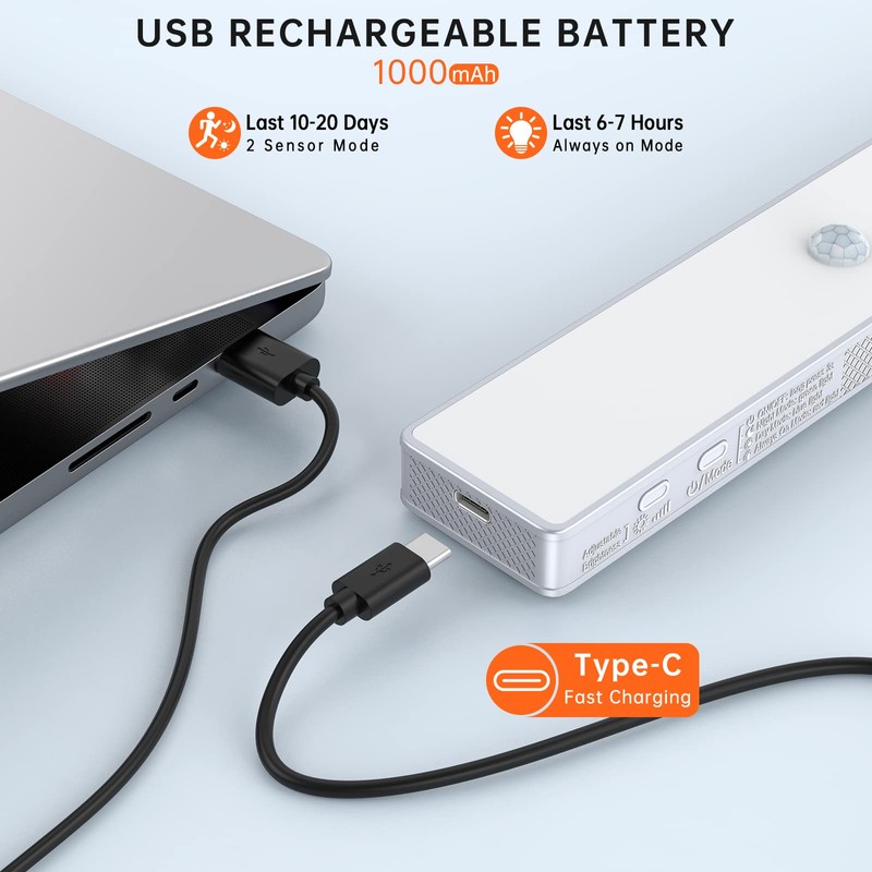 LED Closet Light, 6 Pcs 30LEDs Dimmer Rechargeable Motion Sensor