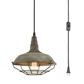 DANSEER Farmhouse Plug in Pendant Light with 16 Feet Hanging Cord Hanging Lighting Fixture
