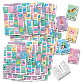 More Fiesta Baby Shower Bingo Tablas Game - Bilingual English Spanish, for up to 40 Players