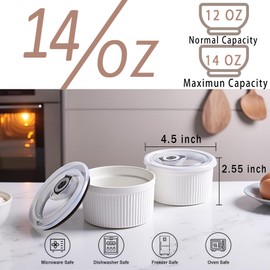 Ramekins with Lids Oven Safe,14 oz Creme Brulee Ramekin with Covers,Small Porcelain Ramekins Dishes for Baking,Souffle,Sauce Dessert, Set of 4,Multi (4.5 inch)