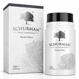 Schurman Fibras Capilares 12 g Acabado Natural Indetectable No Mancha Fijación Prolongada - Voluminizador de Cabello de Queratina Vegetal para Disimular Calvicie, Entradas y Caída del Cabello (GRAY - FBM)