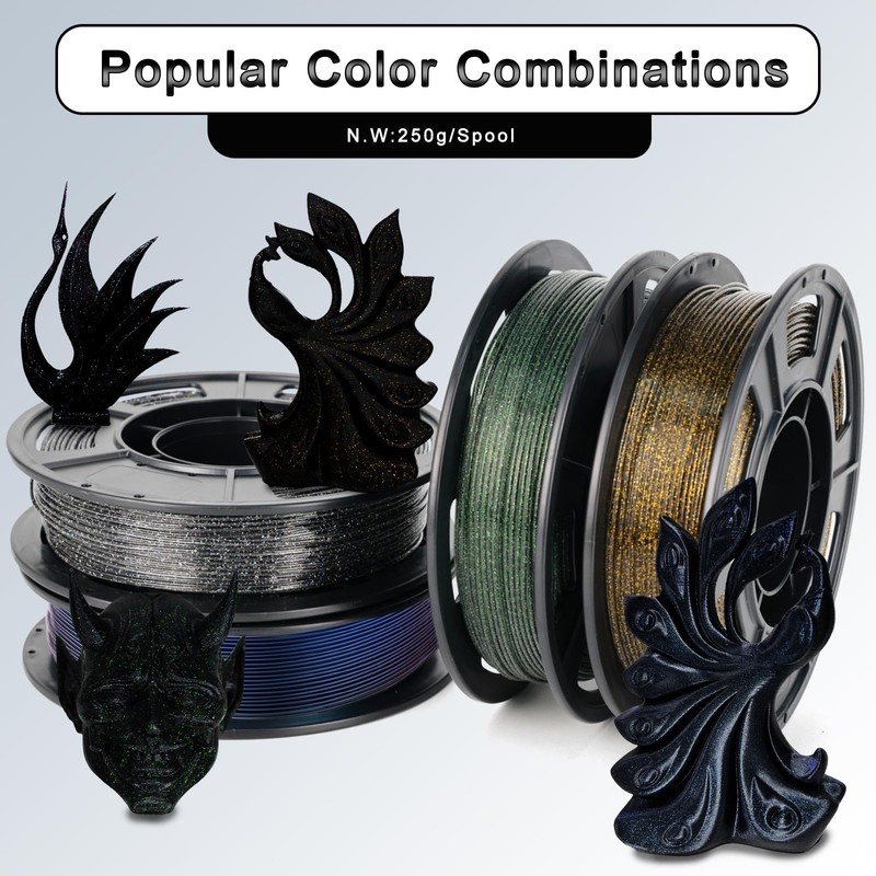 YOUSU 3D Printer Filament Galaxy PLA Filament 1.75mm, 3D Printing