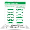 Unique Mustache Finger Tattoos | Green | 12 Pcs, One
