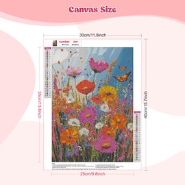 EOBROMD Diamond Painting Kits Sea of Flowers, 5D Diamond Art Kits for Adults Full Drill Diamond Paintings Kit for Adults Beginners, DIY Diamond Painting Packs Gem Art Home Wall Decor 30x40cm