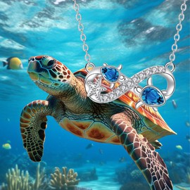 RPYENYOT Necklace with Starfish Sea Turtle Necklaces for Women Infinity Love Symbol Pendant Sterling Silver Pendant Jewelry for Mom Daughter Sea Turtle Gifts for Women - Good Luck