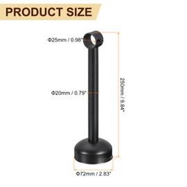 sourcing map 2 Set Ceiling Mount Curtain Rod Bracket, Fit 25mm/0.98" Pipe Length 250mm/9.84" Stainless Steel Curtain Rod Hooks Hangers for Walls Wardrobe Pipe Curtain Pipe, Black