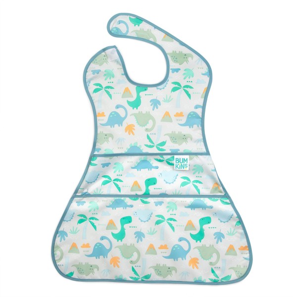 Bumkins SuperBib, Supersized Oversized Baby Bib, Waterproof Fabric, Fits Babies and Toddlers 6-24 Months – Dinosaurs