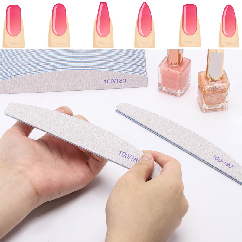 25Pcs 100/180 Grit Nail File Set - Double-Sided Emery Boards