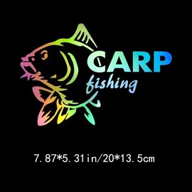 English Letters CARP Fishing PVC Vinyl Car Decals Stickers Waterproof Self-Adhesive Decals for Cars, Laptops, Trucks, Motorcycles Wall Window Luggage Scratch Cover Door Decor Sticker