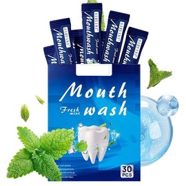 Mouth Wash for Adults, Fresh Mint, Travel Sachets (0.41 Fl OZ(Pack of 30))
