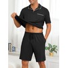 PrinStory Mens Pajamas Set Summer Pjs Sets Lightweight Short Sleeve
