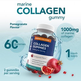 Zipvit Marine Collagen Gummies with Vitamin A & C. Type 1 Hydrolysed Collagen Peptides for Men & Women, Supports Healthy Skin & Collagen Formation