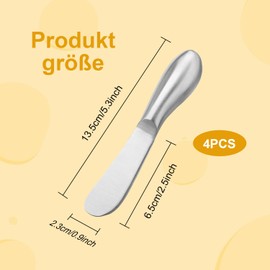 SKENGWEL 4 Stück Buttermesser, Edelstahl Buttermesser Klein Edelstahl Brotzeitmesser Set Kleine Brot Creme Messer Marmeladenmesser und Butter-Käse-Spatel für Sahne und Käse(13.5 cm x 2.5CM)