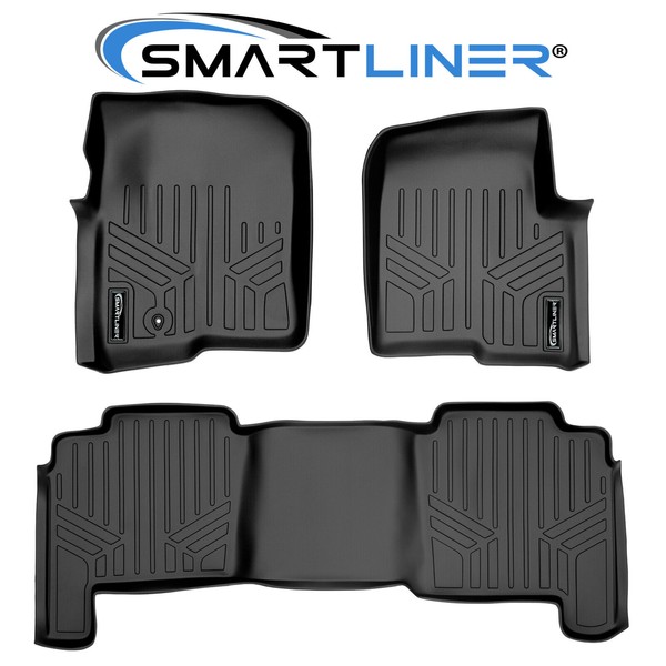 SMARTLINER Custom Fit Floor Mats 2 Row Liner Black for