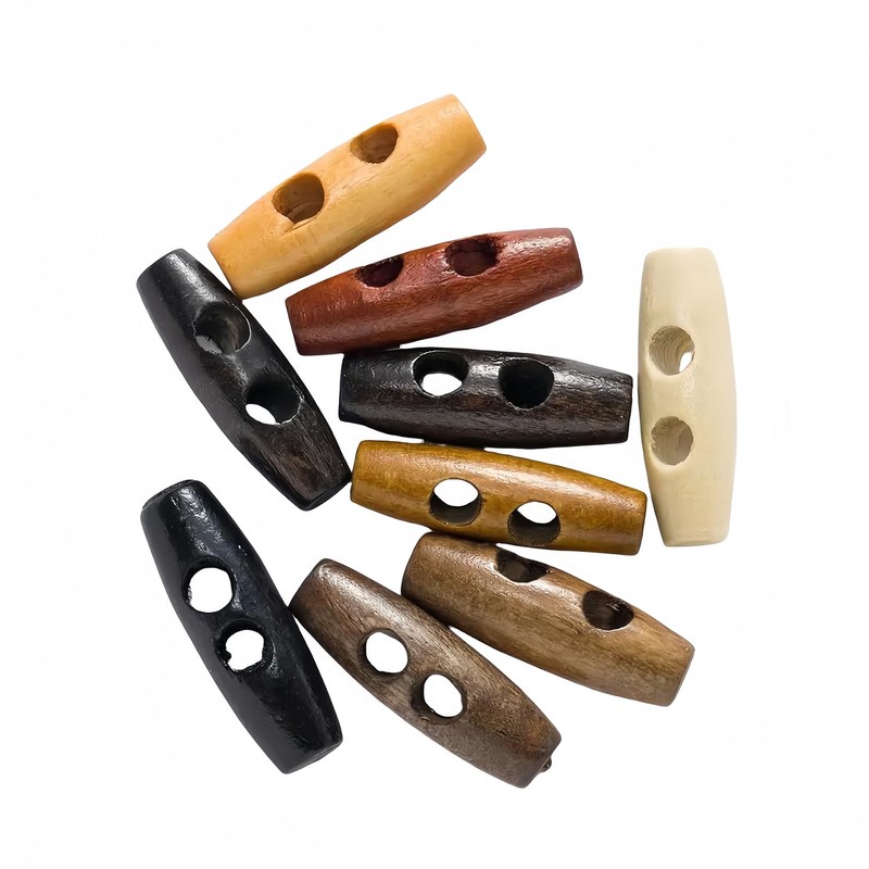 5 pcs Olives Buttons - 2 Hole Wood Toggle Sewing