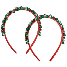 choyaxo 2 Pack Christmas Headbands Christmas Hair Accessories Red Green Bell Present Headband for Women