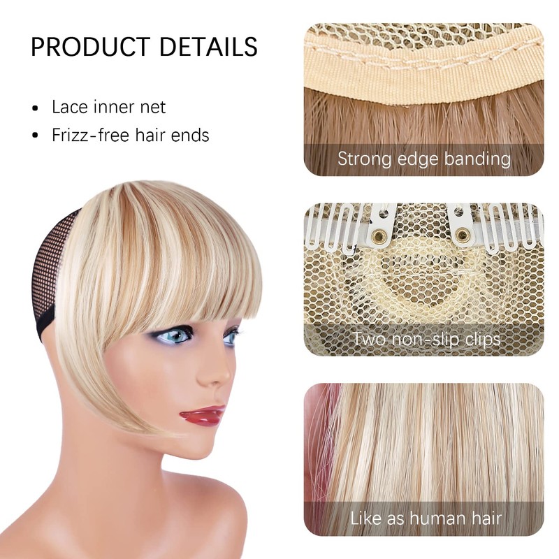 XRACEPHOL Blonde Bangs Clip in Bangs Blonde Clip in Thick