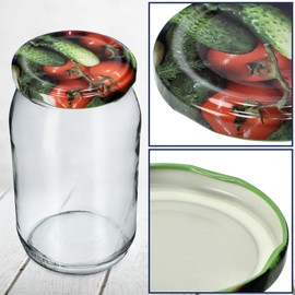 KADAX fi82 mm Screw Lid, Twist-Off Lid Set Made of Metal, Replacement Lids for Mason Jars, Lids with 6 Locking Teeth for Jars and Preserving Jars (Pack of 50, Vegetables)