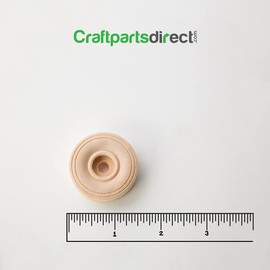 1-1/2" Treaded Wooden Wheel, 20 Pack – Realistic Birch Craft Wheel for Model Vehicles, Toy Cars, Dioramas & DIY Projects – Unfinished, 1/2" Thick, 1/4" Bore