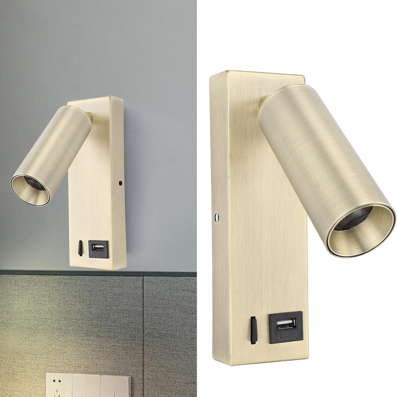 LED Wall Mounted Spotlight Adjustable Angle USB Port Design Stylish