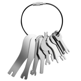 Emergency Light Test Key Set, Premium Stainless Steel Construction with Upgraded Braided Key Ring, Fish Key Set for Emergency Lighting Testing (11 Pieces)