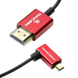 Alvin's Cables 8K 2.1 Micro HDMI Right Angle to HDMI Ultra-Thin Cable for Atomos Ninja V, 8K@60Hz 4K@120Hz High-Speed HDMI Cable for Sony A7RIII A7II A7M3, for Canon R5 M6, 45cm|18in