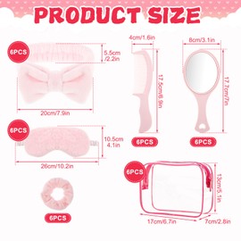 36 Set Spa Sleepover Party Supplies for Girls, 6 Pink Spa Headb 6 Pink Sleep Eye Mask 6 Velvet Hair Scrunchies 6 Organzer Bags 6 Mirrors 6 Combs for Slumber Party Spa Party Favors Gift Sleepover Party