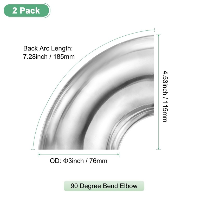 M METERXITY 2-Pack OD 3 Inch 90 Degree Mandrel Bend