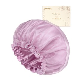 YANIBEST Breathable Butter-Satin Lined Bonnet, Silk Hair Bonnet for Sleeping Women, Night Cap for Curly Fine Straight Hair, Purple