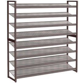 Nunsino Shoe Rack, Long Shoe Organizer,Max Holds 50 Pairs,8 Tier Metal Shoe Storage Shelf,4-Tier Stackable Shoes Organizer for Garage, Entryway,Bronze