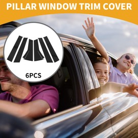 Partuto Door Pillar Window Trim Front Rear Left Right Anti Scratch Sticker Pillar Posts Door Outer Exterior Cover for Honda Fit 2013-2019 Black